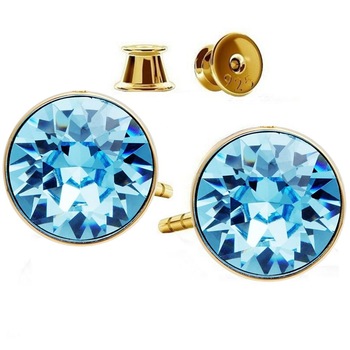 Cercei Argint 925 placati cu Aur Galben, GlassIdeas, cu Cristale Bleu Deschis Oceanic Marin, Set 2 cercei Cercei Argint 925 placati cu Aur Galben, GlassIdeas, cu Cristale Bleu Deschis Oceanic Marin, Set 2 cercei