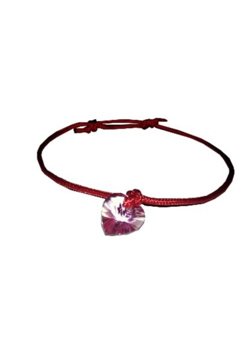 Гривна с връв и сърце от кристал