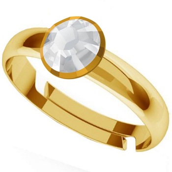 Inel din Argint 925 Placat cu Aur Galben, GlassIdeas, cu Cristal Alb Transparent Margine Aurie, Reglabil Marime 52- 54 - 57 - 59 Inel din Argint 925 Placat cu Aur Galben, GlassIdeas, cu Cristal Alb Transparent Margine Aurie, Reglabil Marime 52- 54 - 57 - 59