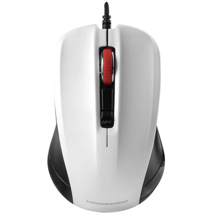 Mouse optic Modecom, 1600dpi, Cu fir, Optic, Alb/Negru