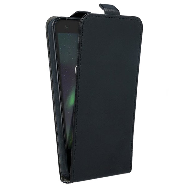 Husa Flip Cover Magnet, Tip carte, Inchidere magnetica in partea superioara, Nokia Lumia 435, Negru