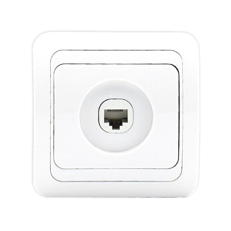 Priza Telefon Simpla 6P4C Eco, ingropat , 1A / 50 V , Comtec , culoare alb