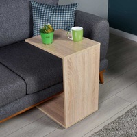 Masuta Cafea Laterala Adore C shape, cu rotile ascunse, Sonoma, 35x60x45 cm