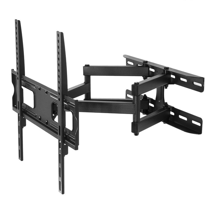 Bracket Fali TV Tartó, állítható kar, LCD / LED, 26-55 hüvelyk, tömör fémszerkezet, fekete
