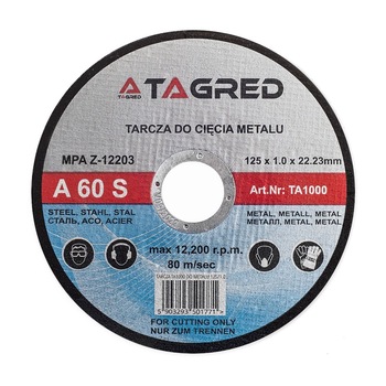 Set 100 discuri debitare metal,125mmx1x22.2 mm, Tagred Set 100 discuri debitare metal,125mmx1x22.2 mm, Tagred
