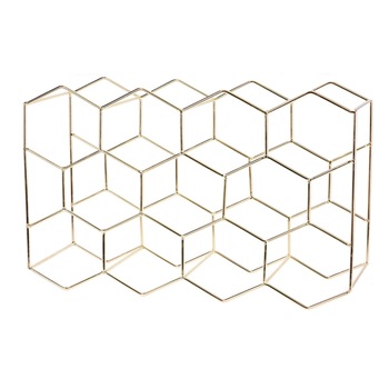 Suport din Metal Auriu, NAGO, pentru 11 Sticle Vin, model Fagure, 44.5x29.5x15cm, G 1.1kg Suport din Metal Auriu, NAGO, pentru 11 Sticle Vin, model Fagure, 44.5x29.5x15cm, G 1.1kg