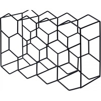 Suport pentru Sticle de Vin, model fagure din metal lucios, capacitate 11 Sticla, 44.5x29.5x15 cm, G1.1kg, Negru