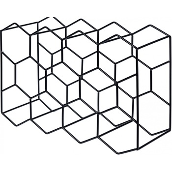 Suport pentru Sticle de Vin, model fagure din metal lucios, capacitate 11 Sticla, 44.5x29.5x15 cm, G1.1kg, Negru Suport pentru Sticle de Vin, model fagure din metal lucios, capacitate 11 Sticla, 44.5x29.5x15 cm, G1.1kg, Negru