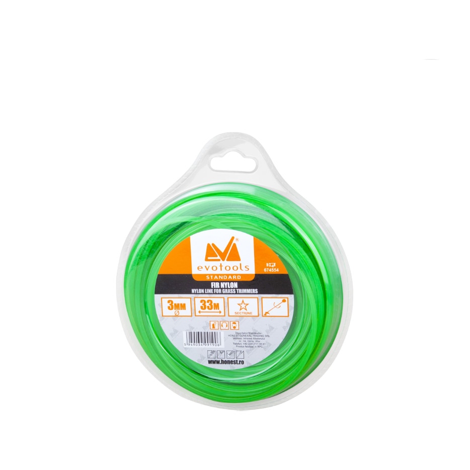 Fir Nylon Stea pentru Trimmer/Motocoasa, 2.7mm x 15m EvoTools