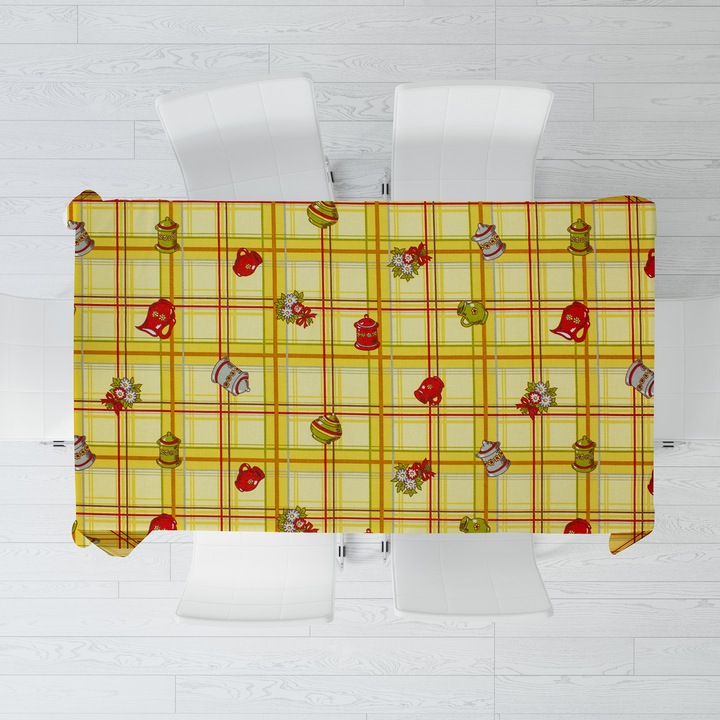 Покривка за маса Gecor, 150x150 см, bumbac 100%, Жълта / Кафява