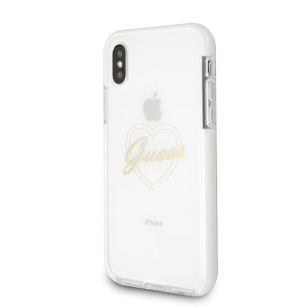 Husa iPhone X XS Guess Heart ShockProof Gold