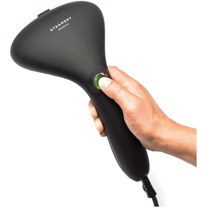 Aparat de calcat vertical cu aburi Steamery Stockholm, Cirrus No.2, Premium quality, 1500 w, 90 ml, incalzire rapida in doar 25 secunde, negru