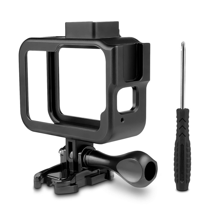 Carcasa Frame / Skeleton Din Aluminiu Pentru GoPro Hero 8 Black + Cold Shoe Mount