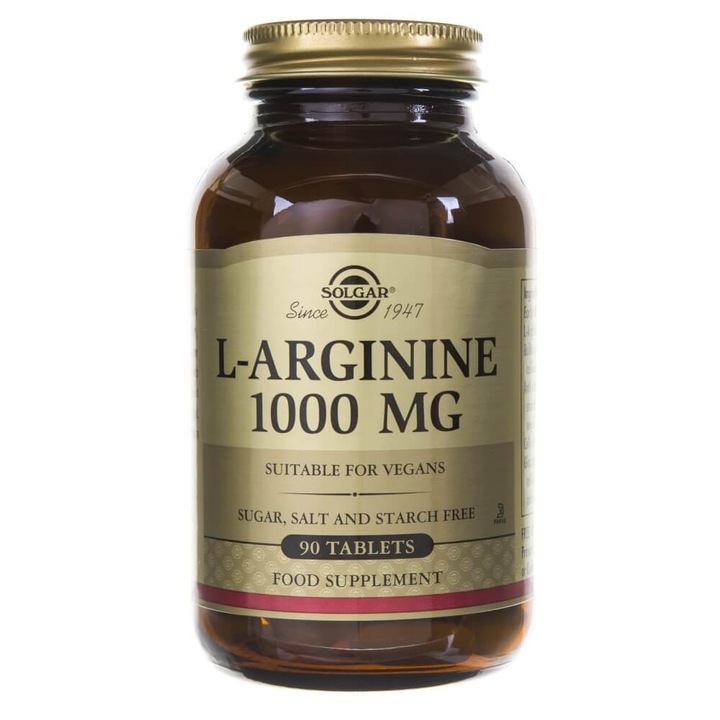 Supliment alimentar Solgar, L-Arginina, 1000 mg, 90 comprimate