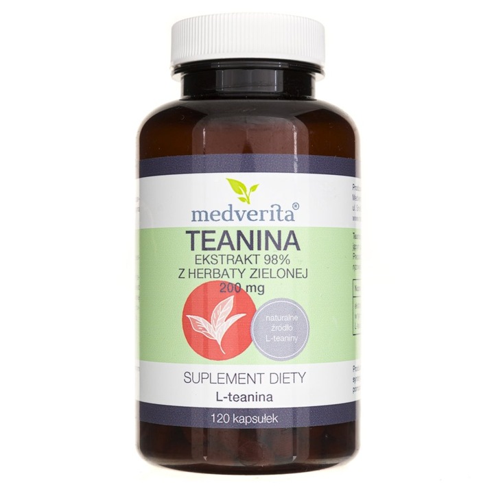 Supliment alimentar Medverita, Teanina, 200 mg, Extract de ceai verde, 120 capsule