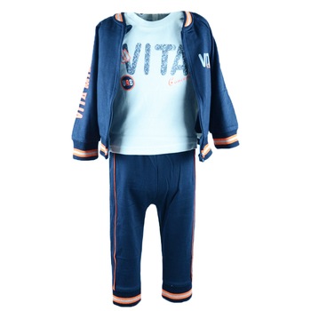 Compleu 3 piese pantaloni, bluza si hanorac pentru baieti Vitamins 1807B, Bleumarin Compleu 3 piese pantaloni, bluza si hanorac pentru baieti Vitamins 1807B, Bleumarin