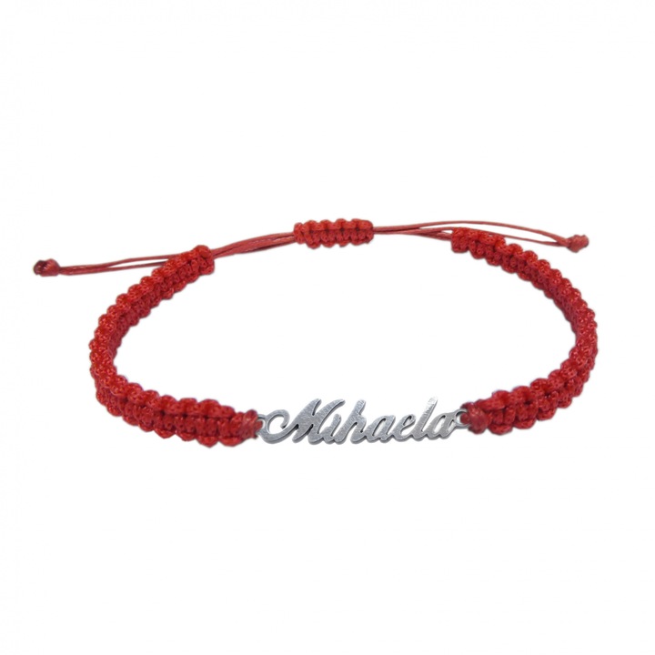 Bratara din snur impletita manual personalizata cu nume MIHAELA din argint reglabila 9439100 Dras