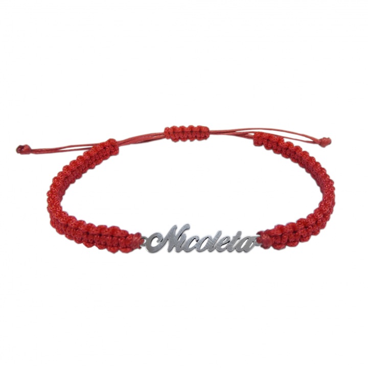 Bratara din snur impletita manual personalizata cu nume NICOLETA din argint reglabila 9447100Dras