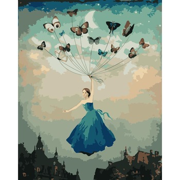 Pictura pe numere - Panza din bumbac pe rama de lemn 40*50 cm - Zburand cu fluturii (XZC-322) Pictura pe numere - Panza din bumbac pe rama de lemn 40*50 cm - Zburand cu fluturii (XZC-322)