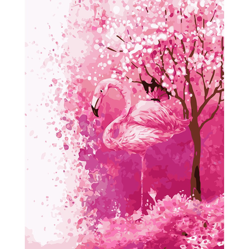 Pictura pe Numere Criando - Panza din bumbac pe rama de lemn 40*50 cm - Flamingo (YM-204)