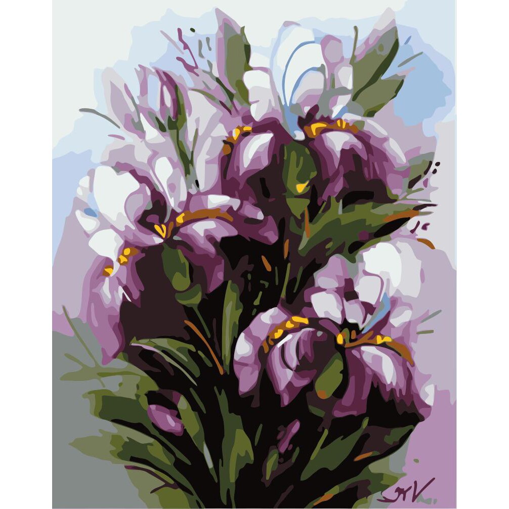 Pictura pe numere - Panza din bumbac pe rama de lemn 40*50 cm - Irisi regali (XZC-757)