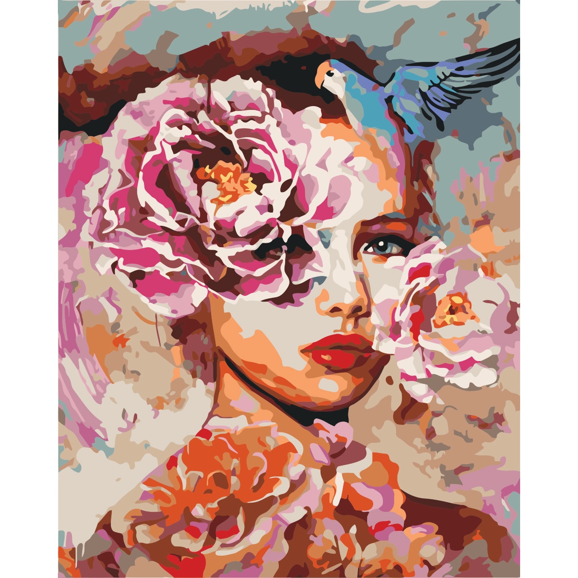 Pictura pe numere - Panza din bumbac pe rama de lemn 40*50 cm - Bujori de femeie (WM-553)