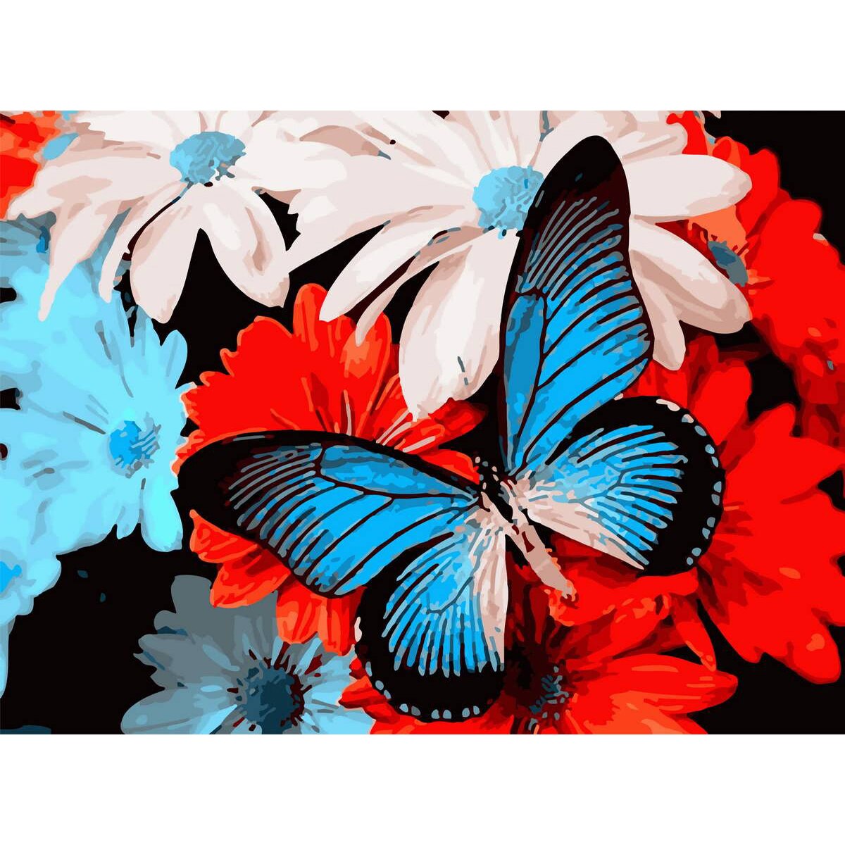 Pictura pe numere - Panza din bumbac pe rama de lemn 40*50 cm - Fluturi colorati (PDP-831)
