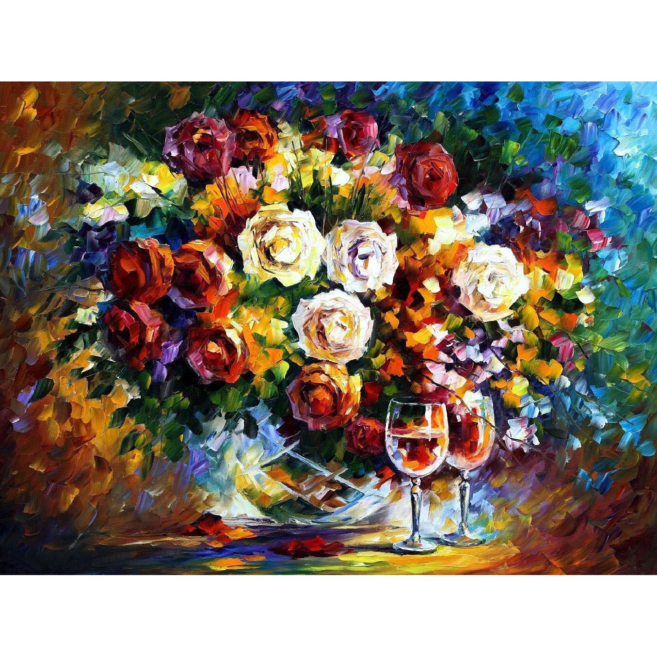 Pictura pe numere - Panza din bumbac pe rama de lemn 40*50 cm - Buchet de flori (3) (PDP-545)