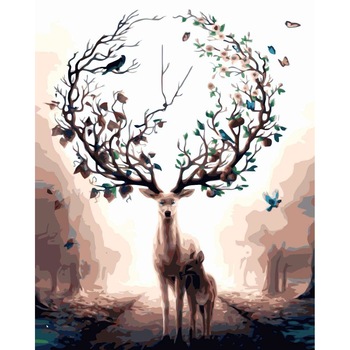 Pictura pe numere - Panza din bumbac pe rama de lemn 40*50 cm - Comuniune cu natura (PDP-854) Pictura pe numere - Panza din bumbac pe rama de lemn 40*50 cm - Comuniune cu natura (PDP-854)