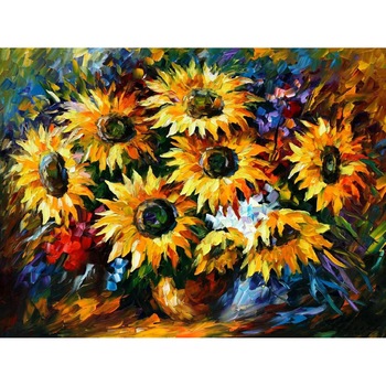 Pictura pe numere - Panza din bumbac pe rama de lemn 40*50 cm - Sunflowers (PDP-543) Pictura pe numere - Panza din bumbac pe rama de lemn 40*50 cm - Sunflowers (PDP-543)
