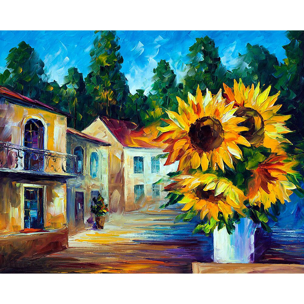 Pictura pe numere - Panza din bumbac pe rama de lemn 40*50 cm - Sunflowers (3) (PDP-542)