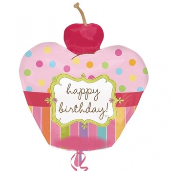 Balon folie Birthday Cupcake - 56 x 61 cm, Amscan 24474 Balon folie Birthday Cupcake - 56 x 61 cm, Amscan 24474