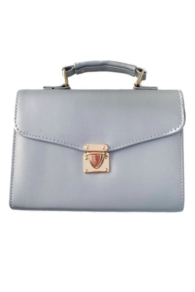 Geanta de dama Nico gri din piele ecologica, 22 x 19 x 8 cm
