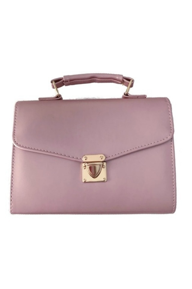 Geanta de dama Nico roz din piele ecologica, 22 x 19 x 8 cm