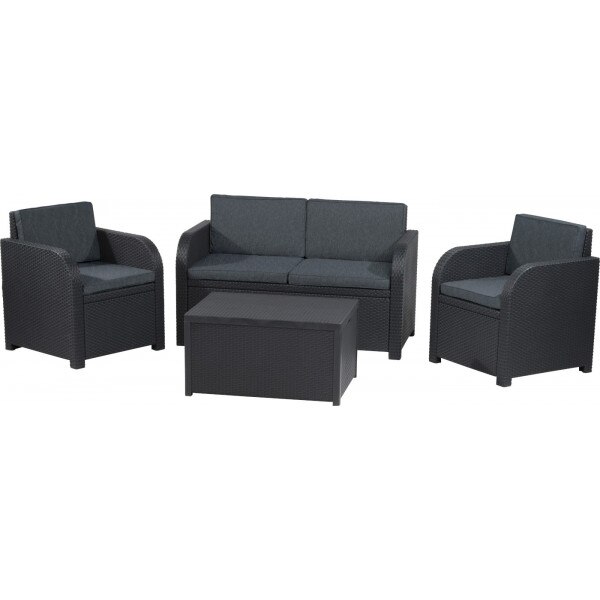 Set mobilier de gradina Modena cu masuta de depozitare, grafit