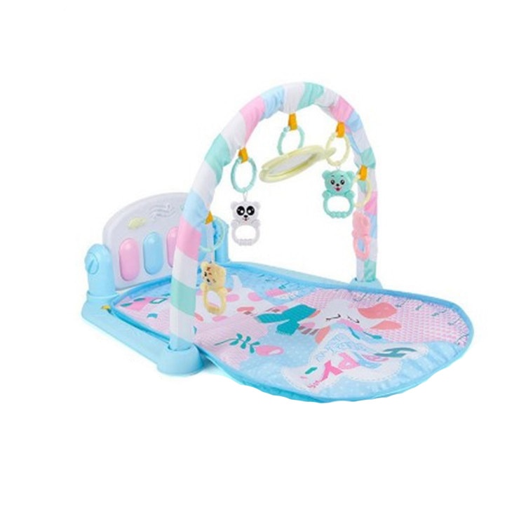 Centru de activitati multifunctional 4 in 1 cu Lumini si Sunete, PIAN si Oglinda Detasabile , Jucarii Zornaitoare, educativ si interactiv, Lavabil, albastru