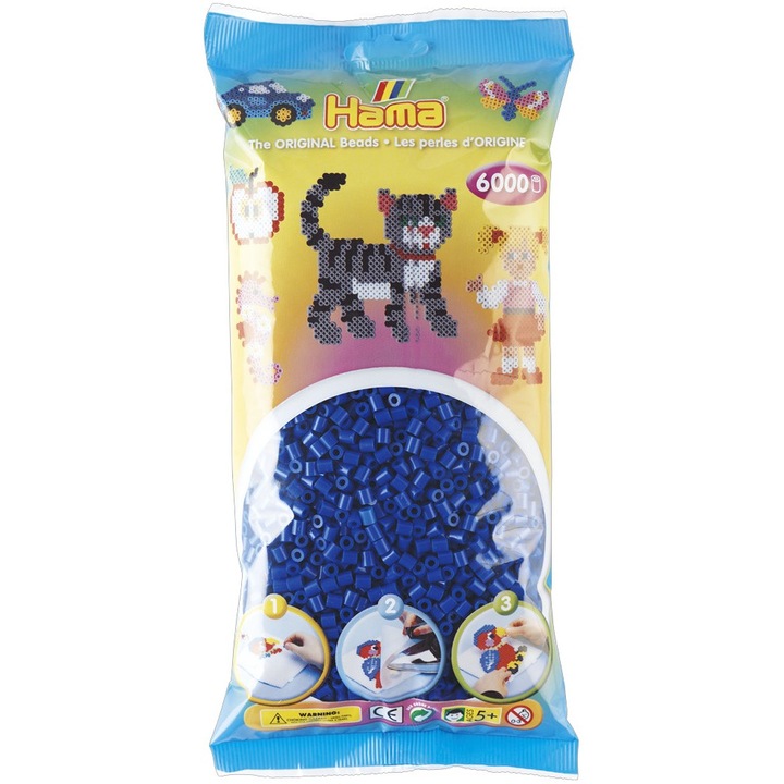 Margele de calcat HAMA MIDI ALBASTRU, 6000 buc in pungulita