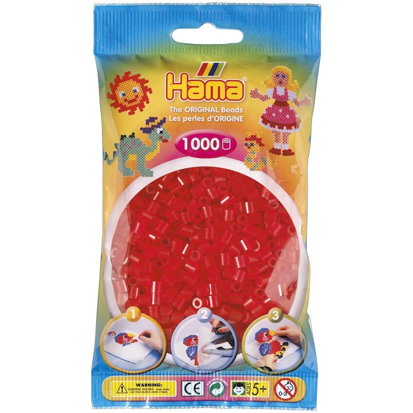 Margele de calcat HAMA MIDI ROSU Transparent, 1000 buc in pungulita