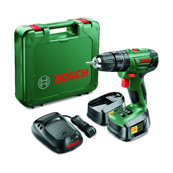 Masina de insurubat si gaurit cu percutie Bosch, acumulator 2 x 1.5 Ah, 38 Nm, 1350 rpm Masina de insurubat si gaurit cu percutie Bosch, acumulator 2 x 1.5 Ah, 38 Nm, 1350 rpm