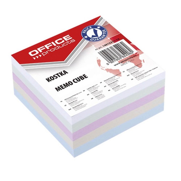 Rezerva Cub Hartie Adeziva, 8.5x8.5 cm, 400 File/Set, Multicolor, Rezerve Cuburi Hartie OFFICE Products, Bloc Notite Adezive, Post-it