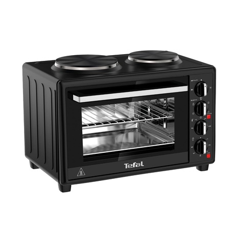 Cuptor electric Tefal Optimo OF463830, 32 L, 2 plite, 5 moduri de gatire, termostat ajustabil, tava copt, negru
