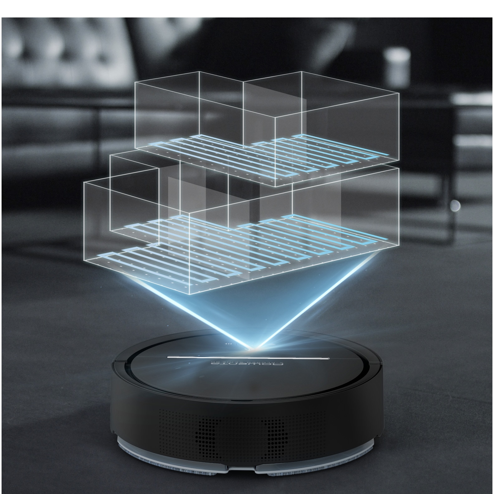 Robot de aspirare Rowenta X-Plorer Animal Serie 80 RR7755WH, 33W, putere de aspirare 2000Pa, recipient 0.7l, 3 functii de curatare, autonomie 120min, compatibil cu smartphone-ul, Sistem Aqua Force, negru