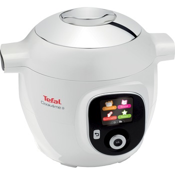 Multicooker inteligent cu gatire sub presiune Tefal Cook4Me CY851130, 6 moduri de gatit, instructiuni pas cu pas, rapid si usor, 150 de retete, capacitate 6L, Alb Multicooker inteligent cu gatire sub presiune Tefal Cook4Me CY851130, 6 moduri de gatit, instructiuni pas cu pas, rapid si usor, 150 de retete, capacitate 6L, Alb