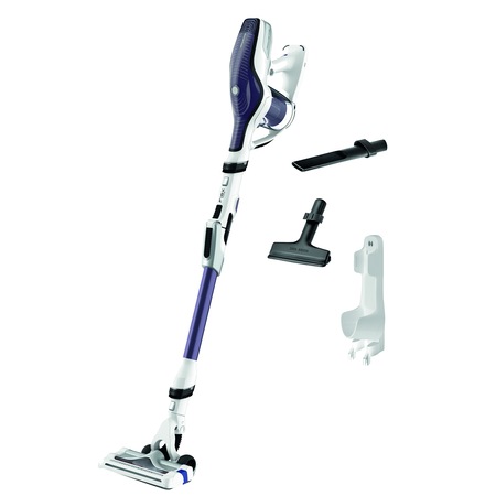 Aspirator vertical Rowenta RH9479WO Air Force Flex 560, 21.9 V, tehnlogie ciclonica, 2 trepte de putere, 0.65 L, Alb/Mov