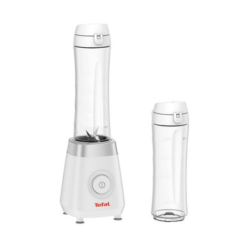 Blender Tefal Fresh & Go BL1KJ131, 300W, 4 lame, 2 recipiente de 600 ml, alb Blender Tefal Fresh & Go BL1KJ131, 300W, 4 lame, 2 recipiente de 600 ml, alb