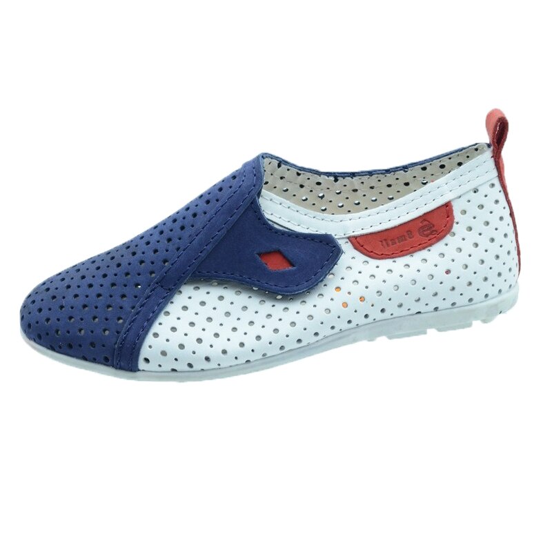Pantofi ortopedici din piele, pentru baieti, Small Foot, Albastru/Alb