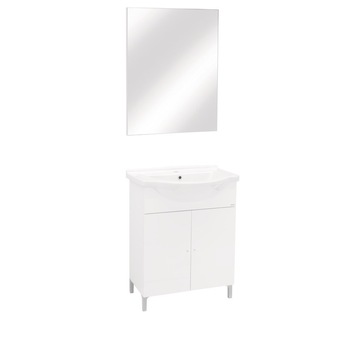 Baza mobilier cu Lavoar ceramic si Dulapior cu oglinda Joy 65 cm culoare alb Baza mobilier cu Lavoar ceramic si Dulapior cu oglinda Joy 65 cm culoare alb