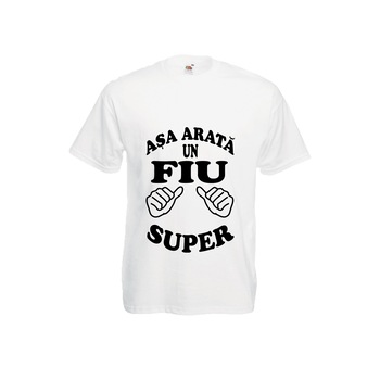 Tricou personalizat Fruit of the loom, alb, Asa arata un fiu super, 2XL Tricou personalizat Fruit of the loom, alb, Asa arata un fiu super, 2XL