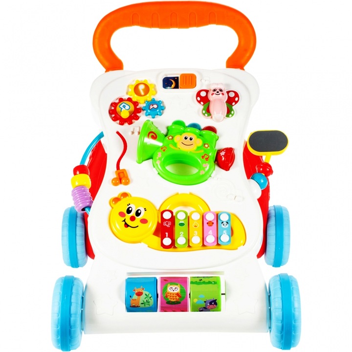IdealStore Monkey First Step 3 в 1 предшественик, със звуци и песни, подвижни играчки тромпет, маймуна, подпомага координацията око-ръка-звук, съчетава учене и игра