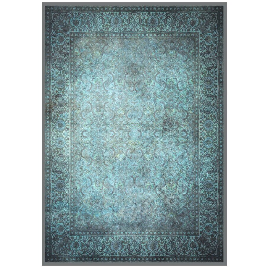 Covor cu print digital Kring Jaipur, 140x200 cm, 100% bumbac, Albastru